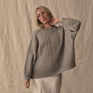 Sister Katie Marianne Women’s Cable Knit Sweater - Light Grey
